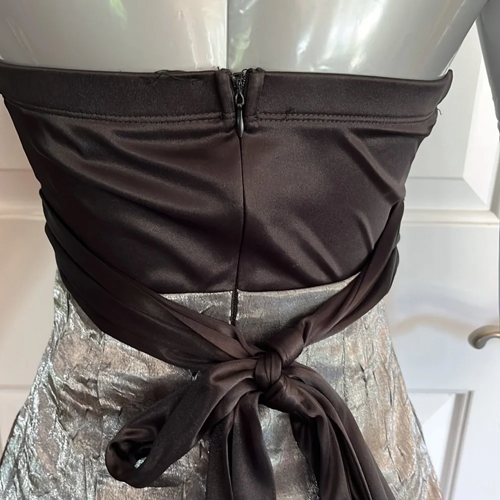 My Michelle black gray party dress strapless Sz 1 prom wedding sweet 16 mitzvah - Picture 8 of 13